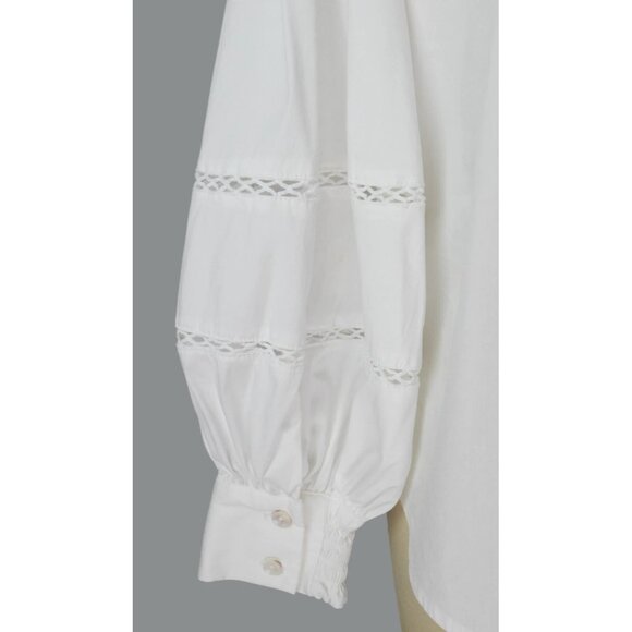 CHICO'S COTTON POPLIN WHITE BILLOW-SLEEVE TOP - Picture 6 of 8